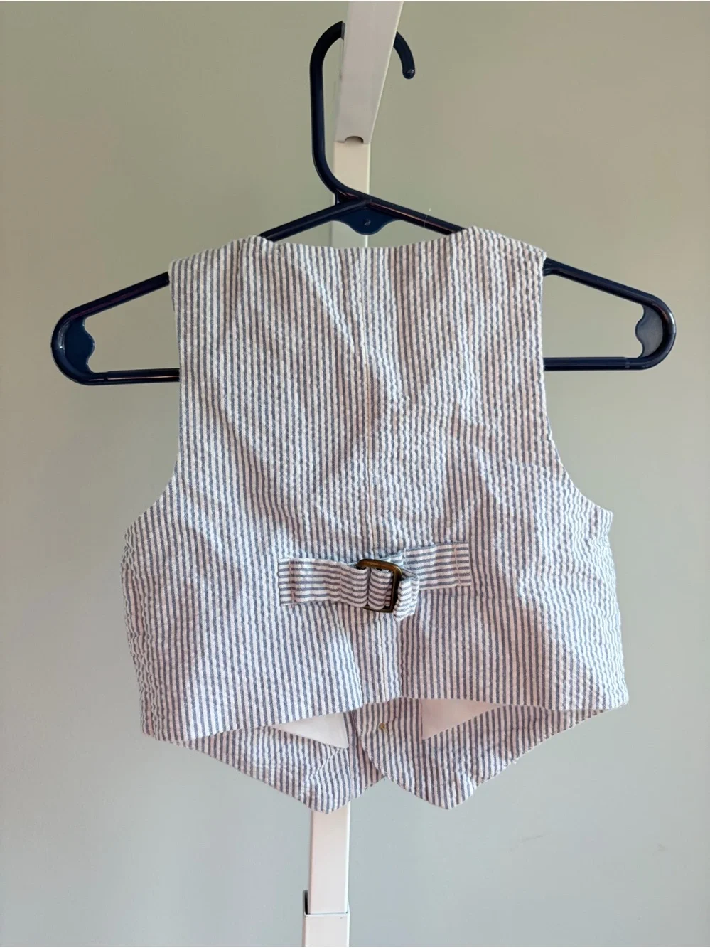Janie and Jack Blue & White Striped Seersucker Vest 3-6M